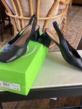 Sam Edelman Black Leather Slingback Block Heels